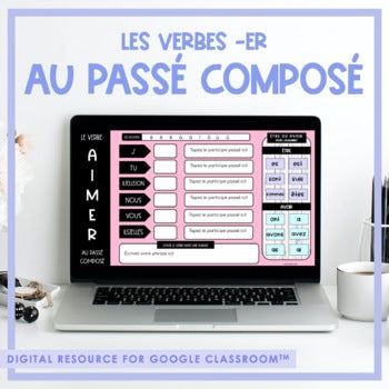 Digital French -ER Verb Game | les verbes -ER au passé composé