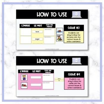 FRENCH Action Verbs - les verbes d'action - Digital Resource