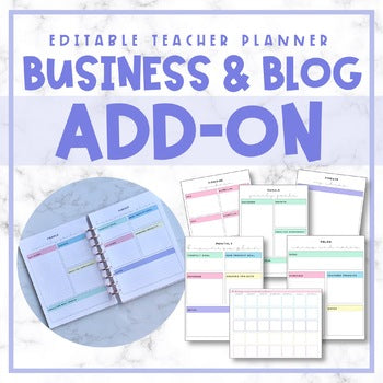 Blog & Business Add-On | Editable Teacher Planner