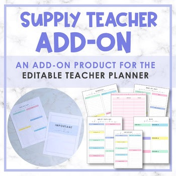 Supply Teacher Add-On | Editable Teacher Planner