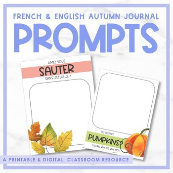 French & English Autumn Digital Journal Prompts | l'automne