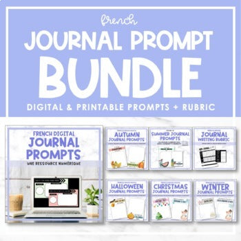 French Journal Prompts Bundle & Rubric - Digital & Printable Activities
