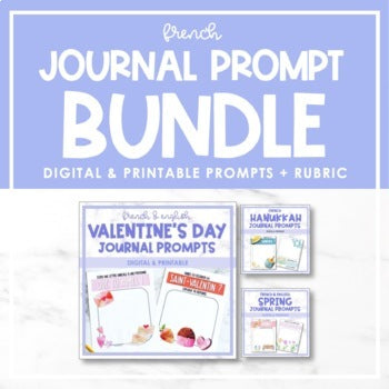 French Journal Prompts Bundle & Rubric - Digital & Printable Activities