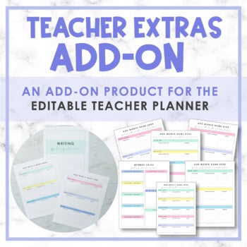 Teacher Extras Planner Add-On | Editable Teacher Planner