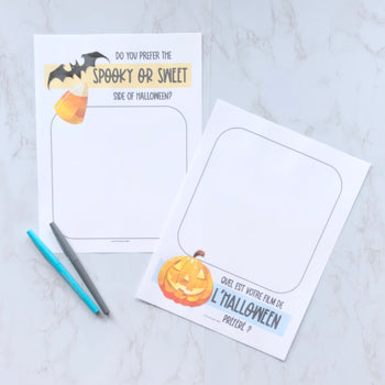 French & English Halloween Digital Journal Prompts - Distance Learning