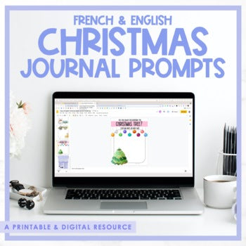 French & English Christmas Digital Journal Prompts - Distance Learning