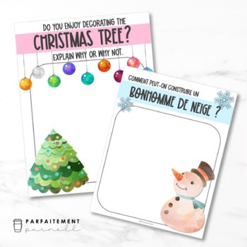 French & English Christmas Digital Journal Prompts - Distance Learning