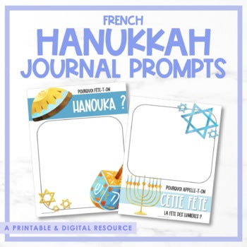 French Hanukkah Digital Journal Prompts | Distance Learning