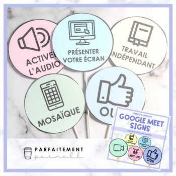 French & English Google Meet Signs | Virtual Learning