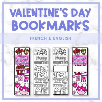 French & English Valentine's Day Bookmarks - La Saint-Valentin