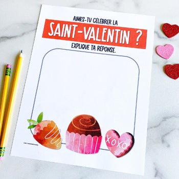 French & English Valentine's Day Digital Journal Prompts | Distance Learning