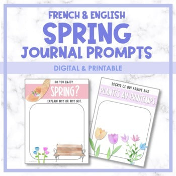 French & English Spring Digital Journal Prompts | Distance Learning