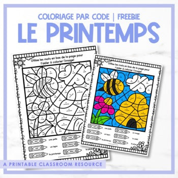 Le printemps | French Spring coloriage par code FREEBIE