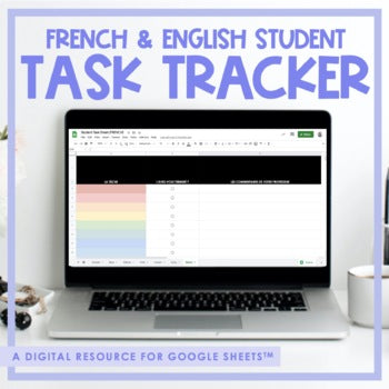 French & English Student Task Tracker | Google Sheets | Distance Learning