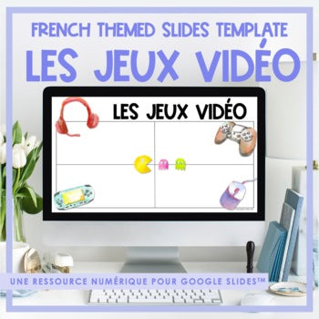 French Video Game Themed Google Slides Template | Distance Learning