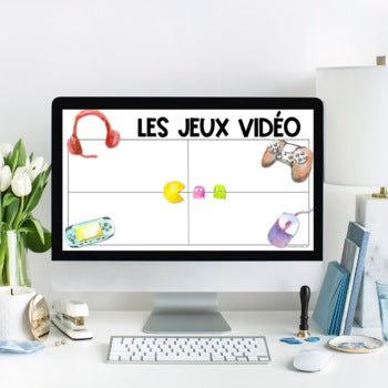 French Video Game Themed Google Slides Template | Distance Learning