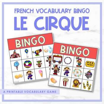 French Printable Circus Bingo | le cirque