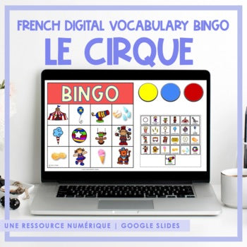 French Digital Circus Bingo | le cirque | Distance Learning