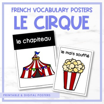 French Circus Vocabulary Posters | Printable & Digital | Distance Learning