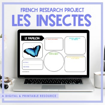 French Insect Research Project | Printable & Digital | Distance Learning