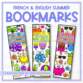 French & English Summer Bookmarks | L'été