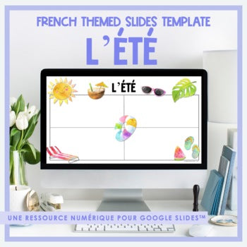 French Summer Themed Google Slides Template | L'été | Distance Learning