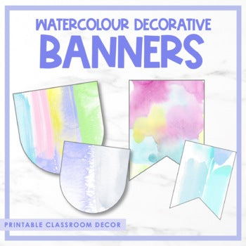 French Watercolour Decorative Banners | Editable