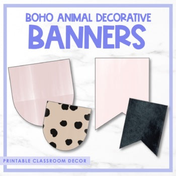 French Boho Animal Decorative Banners | Editable