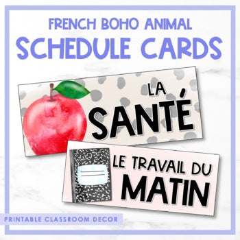 French Boho Animal Schedule Cards