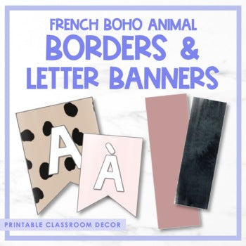 French Boho Animal A-Z Banner & Decorative Borders