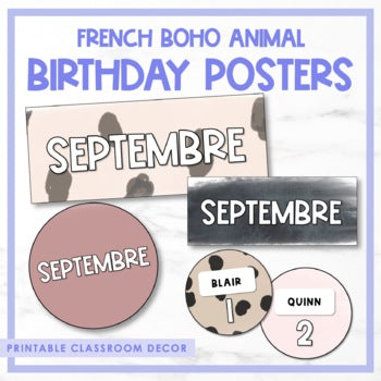 French Boho Animal Birthday Posters | Affichage des anniversaires