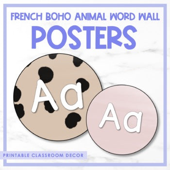 French Boho Animal Alphabet Word Wall Posters