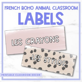 French Boho Animal Classroom Labels