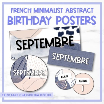 French Minimalist Abstract Birthday Posters | Affichage des anniversaires