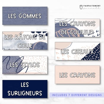 French Minimalist Abstract Classroom Labels