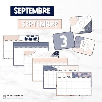 French Minimalist Abstract Classroom Calendar