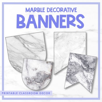 French Marble Decorative Banners | Editable