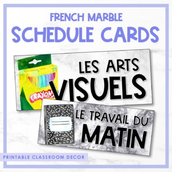 French Marble Schedule Cards