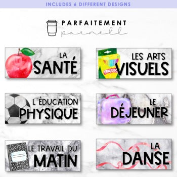 French Marble Schedule Cards