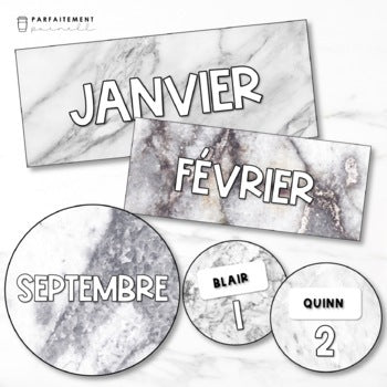 French Marble Birthday Posters | Affichage des anniversaires