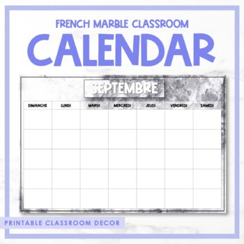 French Marble Classroom Calendar