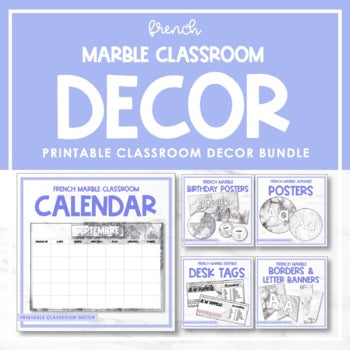 French Marble Classroom Decor Bundle