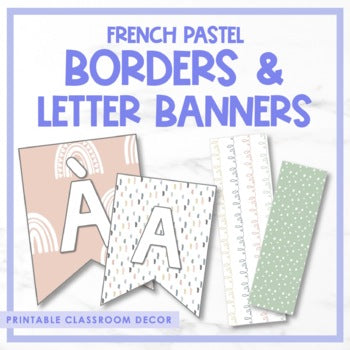 French Pastel A-Z Banner & Decorative Borders