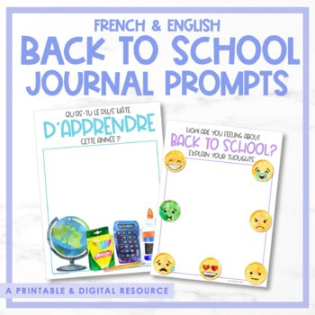 French & English Back to School Digital Journal Prompts | Distance Learning