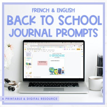 French & English Back to School Digital Journal Prompts | Distance Learning