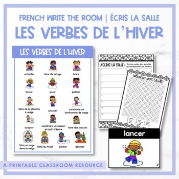 French Write the Room | Écris la salle - les verbes de l'hiver