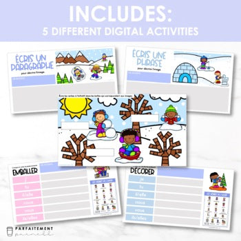 Les verbes de l'hiver | French Digital Winter Activities | Distance Learning