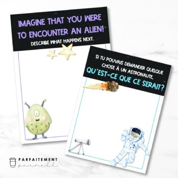 French & English Space-Themed Journal Prompts | Distance Learning