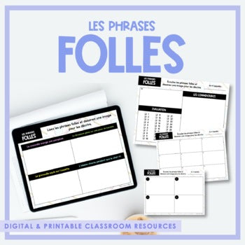 Les phrases folles | French Digital & Printable Comprehension Activity