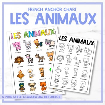 French Anchor Chart | les animaux